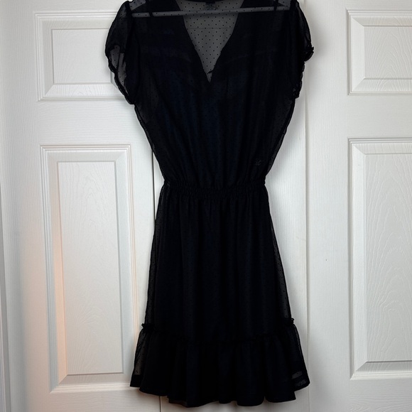 Split Black Ruffled Mini Dress - Picture 11 of 16